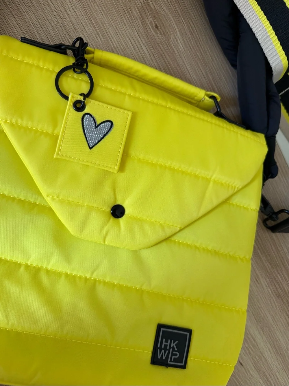 IHKWIP Yellow Quilted Messenger Bag with Black Accents AND Two Strap Options